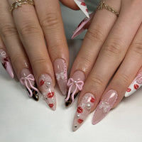 No.VN73 Valentine’s Red Lip Print Press-On Nails Set (24 Pcs)