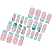 No.F508 Blue-Green Fingernails Patch 24pcs/Set