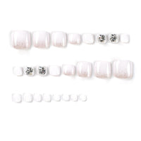 White Wearable Glitter Patch Toenail 24pcs/Set