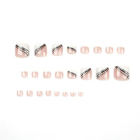 No.458 Black &White Lines Toenails Patch 24pcs/Set