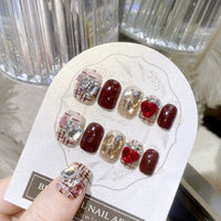 No.F309 Flash Wine red Fingernails Patch 24pcs/Set