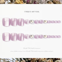 No.517 Pink Cat's Eye Toenails Patch 24pcs/Set