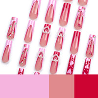 No.VN76 Valentine’s Heart-shaped Pearls Press-On Nails Set (24 Pcs)
