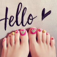 No.551 Pink Gold Heart Toenails Patch 24pcs/Set