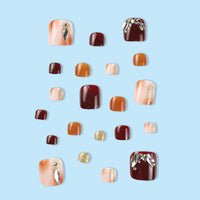 No.561 Wine Red Toenails Patch 24pcs/Set