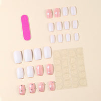 No.VN45 White Love Heart Fingernails Patch 24pcs/Set