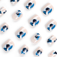 No.F564 Blue Flower Fingernails Patch 24pcs/Set