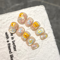 No.FP34 Bear Cat's Eye Hand Made Fingernails 10pcs