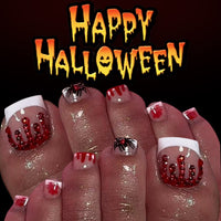 No.AW127 Halloween Dark Red Toenails Patch 24pcs/Set
