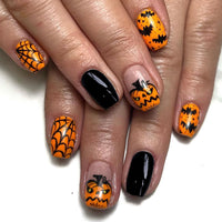 No.AW137 Halloween Pumpkin Bat Fingernails Patch 24pcs/Set