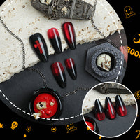 No.AW163 Halloween Red Cat's Eye Fingernails Patch 24pcs/Set