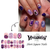 No.AW135 Halloween Purple Spider Fingernails Patch 24pcs/Set