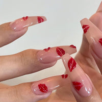 No.VN65 Valentine’s Red Lip Print Press-On Nails Set (24 Pcs)