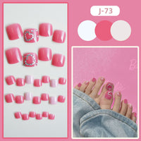 No.553 Rose Pink Glitter Toenails Patch 24pcs/Set