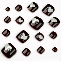 No.411 Brown Love Toenails Patch 24pcs/Set