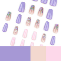 No.F286 Purple Flowers Fingernails Patch 24pcs/Set