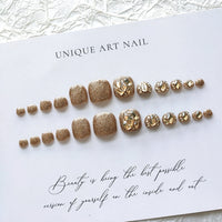 No.74 Champagne Large Rhinestone Toe Nails 24pcs/Set