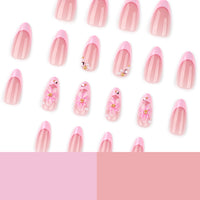 No.F434 3D Pink Flowers Fingernails Patch 24pcs/Set