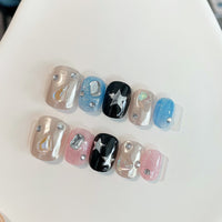 No.FP27 10pcs Silver Star Hand Made Fingernails
