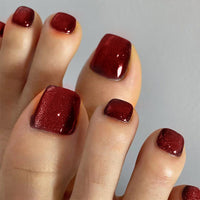 No.637 Wine Red Cat's Eye Toenails Patch 24pcs/Set