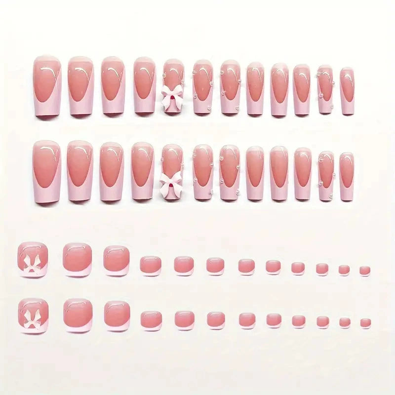 No.PSN19 Pink Bow Hand & Toe Pair Set-48pcs