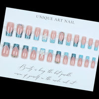 No.F495 Blue Flower Fingernails Patch 24pcs/Set