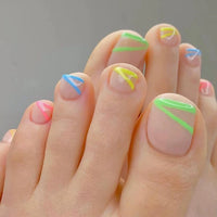 No.405 Four Color Lines Toenails Patch 24pcs/Set