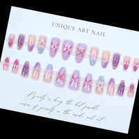 No.F486 3D Pink Flowers Fingernails Patch 24pcs/Set