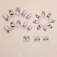 No.AW153 Halloween Pumpkin Bat Fingernails Patch 24pcs/Set
