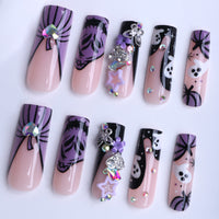 No.AW160 Halloween Purple Ghost Fingernails Patch 24pcs/Set