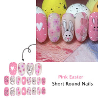 No.ET34 Frosted Heart Bunny Fingernails Patch 24pcs/Set