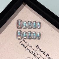 No.FP16 10pcs Silver Aurora Press-On Fingernails
