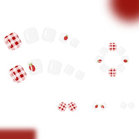 No.646 Plaid Strawberry Toenails Patch 24pcs/Set