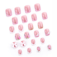 No.F502 Pink Flowers Fingernails Patch 24pcs/Set