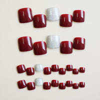 No.531 Wine Red Toenails Patch 24pcs/Set