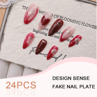 No.F574 Red Heart Fingernails Patch 24pcs/Set