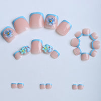 No.614 Blue Flower Toenails Patch 24pcs/Set