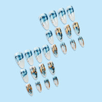 No.F565 Blue Flower Fingernails Patch 24pcs/Set