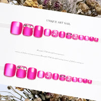 No.606 Rose Red Cat's Eye Toenails Patch 24pcs/Set