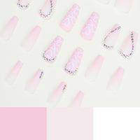 No.F461 Pink Heart Fingernails Patch 24pcs/Set