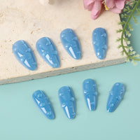 No.F479 Blue Cat's Eye Fingernails Patch 24pcs/Set