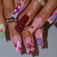 No.F498 Ripple Flowers Fingernails Patch 24pcs/Set