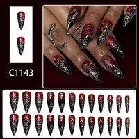 No.AW144 Halloween Dark Red Fingernails Patch 24pcs/Set