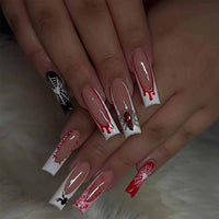 No.AW158 Halloween Spider Blood Fingernails Patch 24pcs/Set