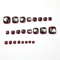 No.411 Brown Love Toenails Patch 24pcs/Set