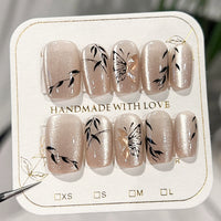 No.FP19 10pcs Nude Cat's Eye Press-On Fingernails