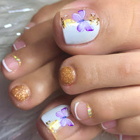 No.671 Glitter Butterfly Toenails Patch 24pcs/Set