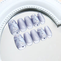 No.F392 Blue Butterfly Cat's Eye Fingernails Patch 24pcs/Set
