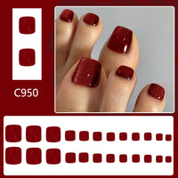 No.637 Wine Red Cat's Eye Toenails Patch 24pcs/Set