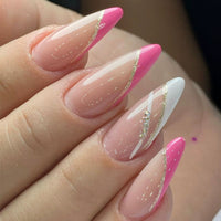 No.F346 Pink Stripes Fingernails Patch 24pcs/Set